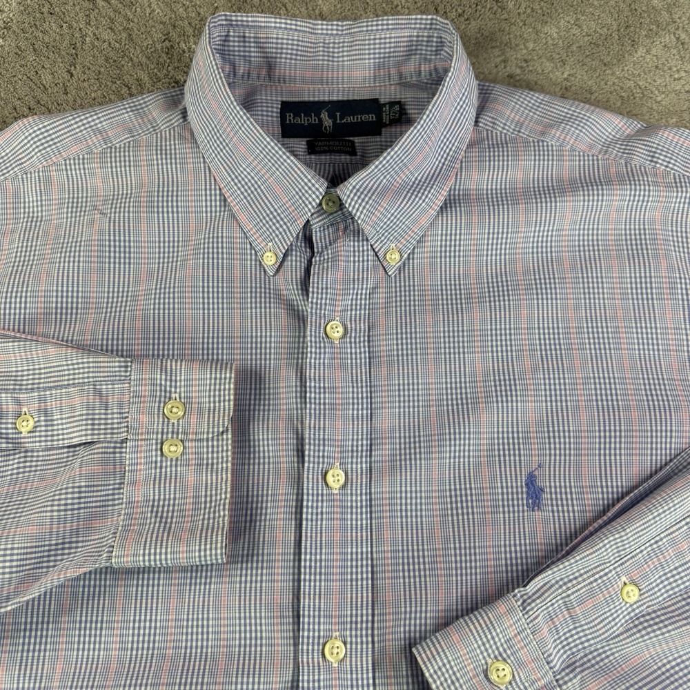 Ralph Lauren Vintage Yarmouth Shirt Mens 17.5 34/35 Plaid Button Down Cotton - Picture 7 of 9